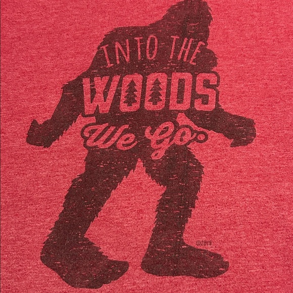 Red Graphic T-Shirt with Bigfoot Design - Picture 2 of 3